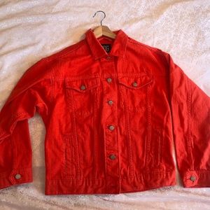 new red BDG jacket with tag